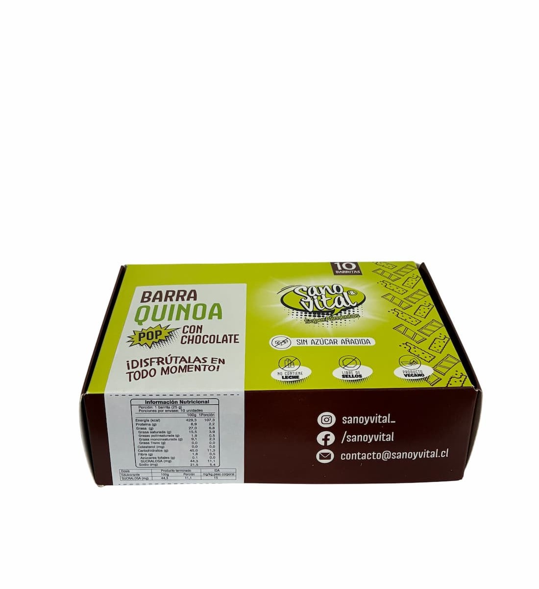 Barra de Cereal Quinoa Pop sin Azúcar 25 gr. Caja 10 uds. Sano y Vital