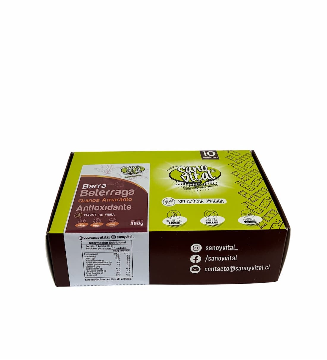 Barra de cereal beterraga sin azúcar 35gr. Caja 10uns, Sano y Vital